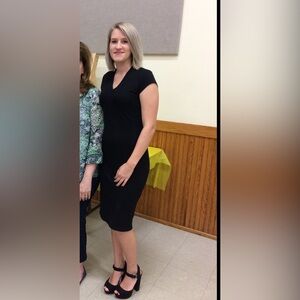 Black vneck midi dress